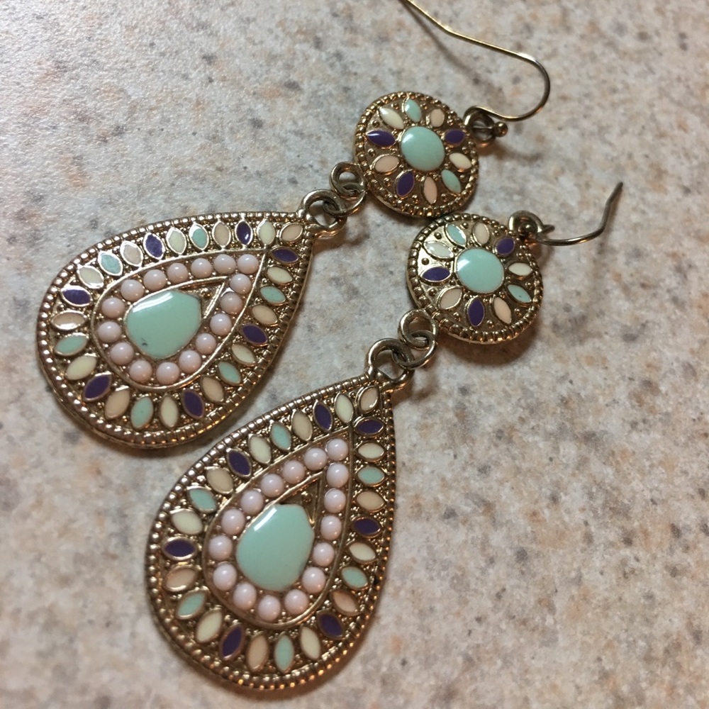 Beautiful detailed soft pastel colored earrings
